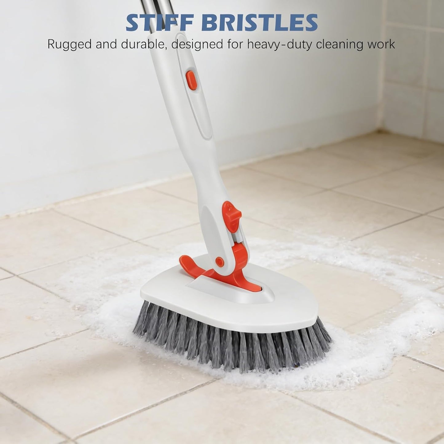 SetSail Tile Tub Scrubber Brush 3-in-1 Shower Scrubber with 52-inch Adjustable Long Handle Shower Cleaner Brush and 3 Detachable Replacement Brush Heads for Cleaning Bathroom Kitchen Walls Tub Tile