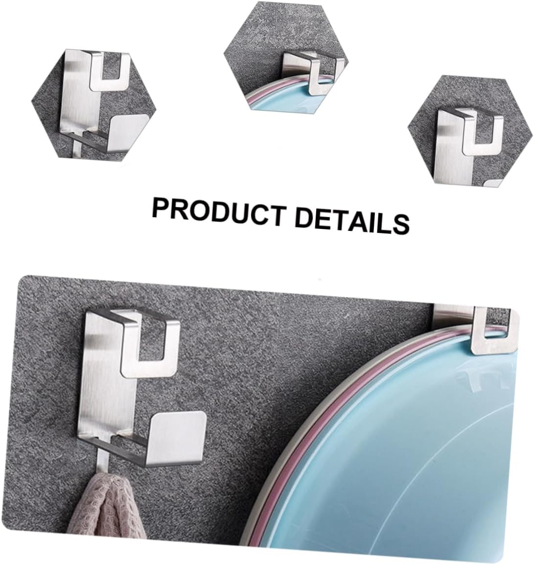 Uonlytech 2Pcs Wall Mounted Washbasin Storage Rack Self Adhesive Bathroom Basin Hanger for Towels Brushes and Cleaning Cloths Compact Durable Design No Punch Needed