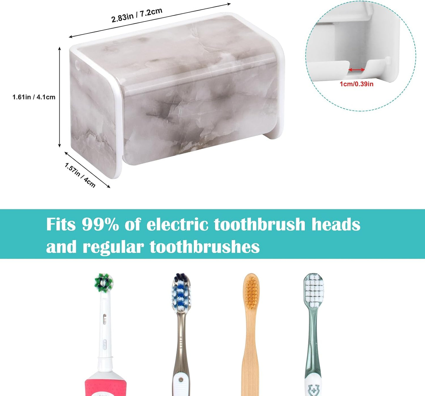 PARKMANI 2 PCS Toothbrush Holders Wall Mounted with Cover, Electric Tooth Brushing Holder for Bathroom, 2 Slots Self Adhesive Toothbrush Organizer for Family, Kids (2, Brushed Silver)