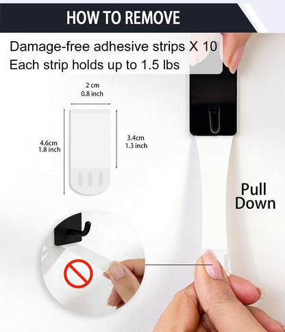 2 Razor Holder for Shower and 3 Adhesive Hooks with Removable Strips，Towel Hooks for Hanging，Wall Hooks for bathrooms，Removable Damage-Free Metal Shaver Holder，for Stockings，Decor，Robe
