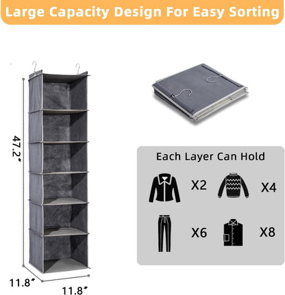 2 Packs Hanging Closet Organizer, 4-Shelf Closet Organizers and Storage with Side Pockets, Collapsible Hanging Shelves for Closet & RV & College Dorm,Beige