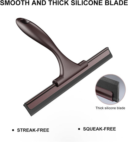 SetSail Squeegee for Shower Glass Door Stainless Steel Shower Squeegee for Glass Doors All-Purpose Window Squeegee for Tile Shower Walls, Sink, Mirror, Bathroom, Car Window Cleaning 10 Inches
