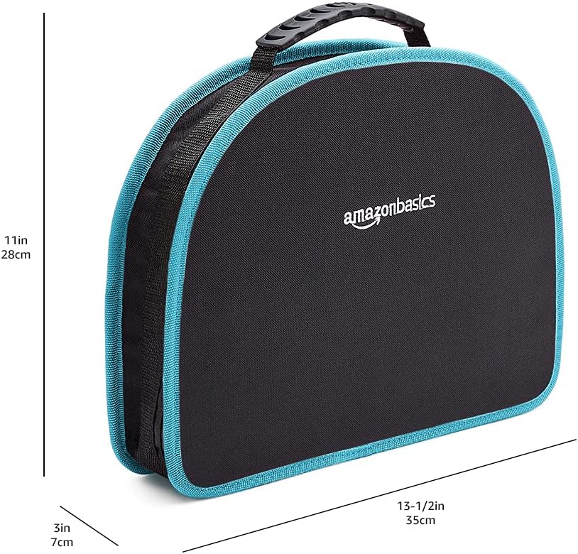 Amazon Basics 104-Piece Home Repair Household Tool Set with Easy Carrying Round Pouch, Portable Hand Tool Kit, Turquoise, 14.4 x 11.4 x 3 inches