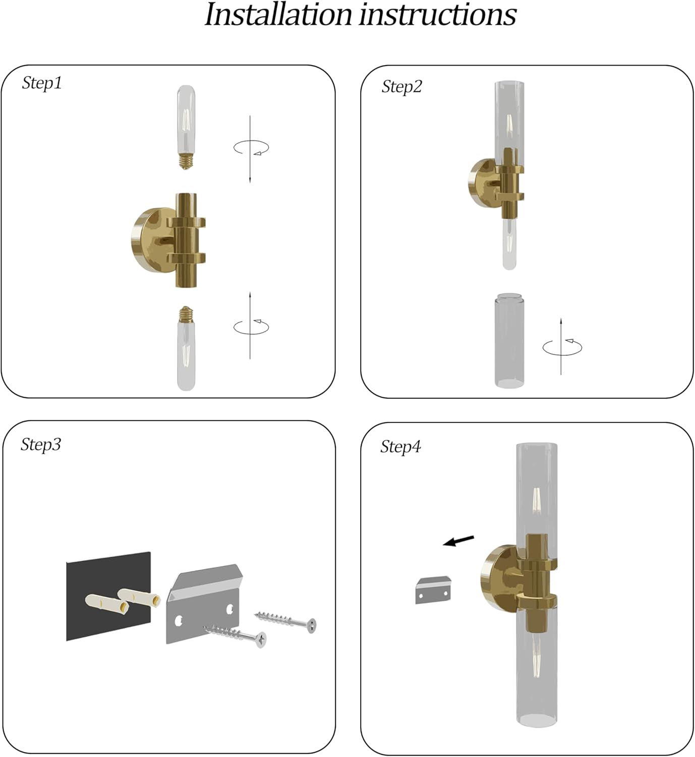 Battery Operated Wall Sconce Set of 2, 10000mAh Rechargeable Wireless Wall Lights Remote Control, Cordless Timer Dimmable Glass Wall Lamps for Living Room Bedside Entryway Emergency Gold 16.5 Inch
