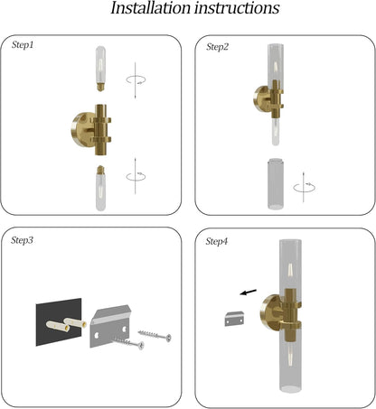 Battery Operated Wall Sconce Set of 2, 10000mAh Rechargeable Wireless Wall Lights Remote Control, Cordless Timer Dimmable Glass Wall Lamps for Living Room Bedside Entryway Emergency Gold 16.5 Inch