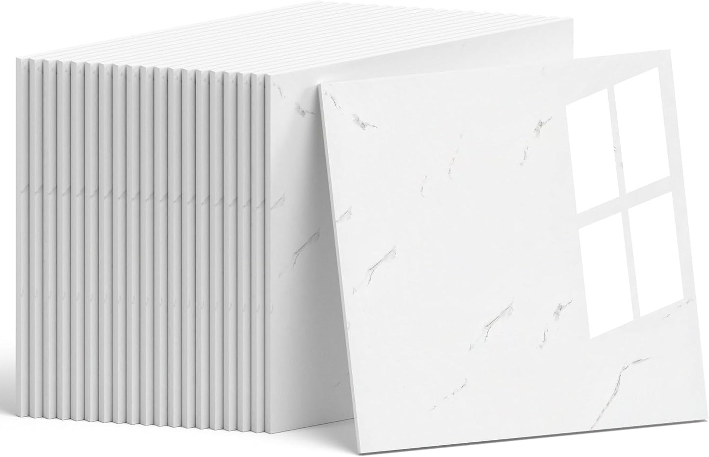 WADILE 10pcs Peel and Stick Shower Waterproof Marble Tiles Wall Panels, 11.8"x11.8" Self-Adhesive Backsplash, for Home Bathroom, Kitchen, Living Room White (Not Real Tile)
