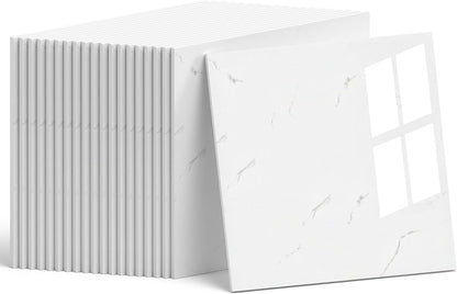 WADILE 10pcs Peel and Stick Shower Waterproof Marble Tiles Wall Panels, 11.8"x11.8" Self-Adhesive Backsplash, for Home Bathroom, Kitchen, Living Room White (Not Real Tile)