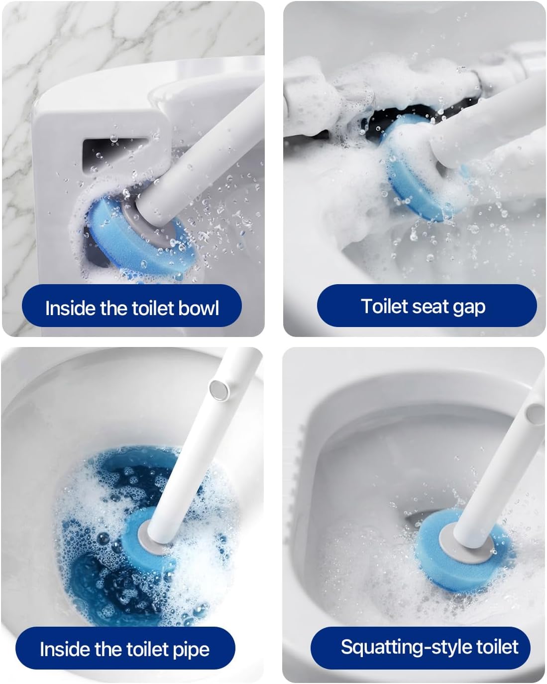 SOPAMI Disposable Toilet Brush and Holder Set with 16 Refills for Bathroom | Disposable Toilet Cleaning System,Toilet Wand Kit,Wall-Mounted or Floor-Standing Holder Toilet Cleaning Stick Touch Free