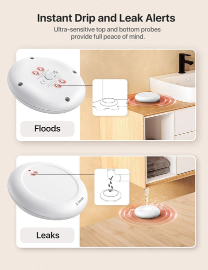 X-Sense Water Leak Detector Kit, Wi-Fi Water Sensor Alarm, SWS0A41 | Base station included for app alerts; water alarm coverage for sinks, heaters, washers, bathrooms, basements and garages