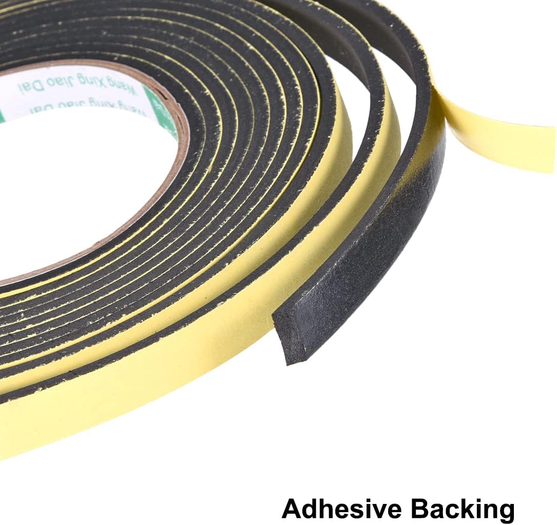 uxcell Sealing Foam Tape 5mm Wide 3mm Thick 4m/13ft Long, Self Adhesive Weather Strip for Window Door Insulation, Pack of 2