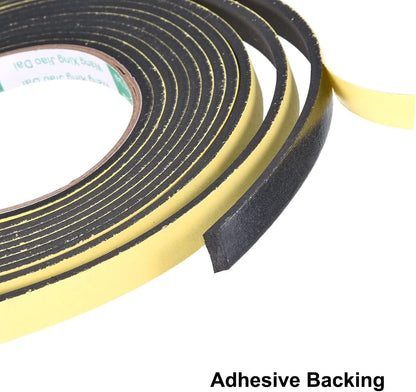 uxcell Sealing Foam Tape 5mm Wide 3mm Thick 4m/13ft Long, Self Adhesive Weather Strip for Window Door Insulation, Pack of 2