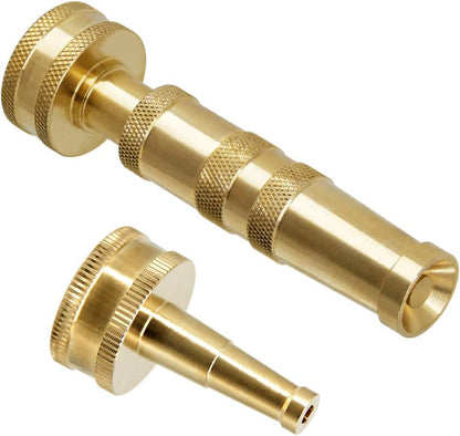 Twinkle Star Heavy-Duty Brass Adjustable Twist Hose Nozzle, 2 Pcs | 3/4” GHT Brass Garden Hose Nozzle, Adjustable Water Flow