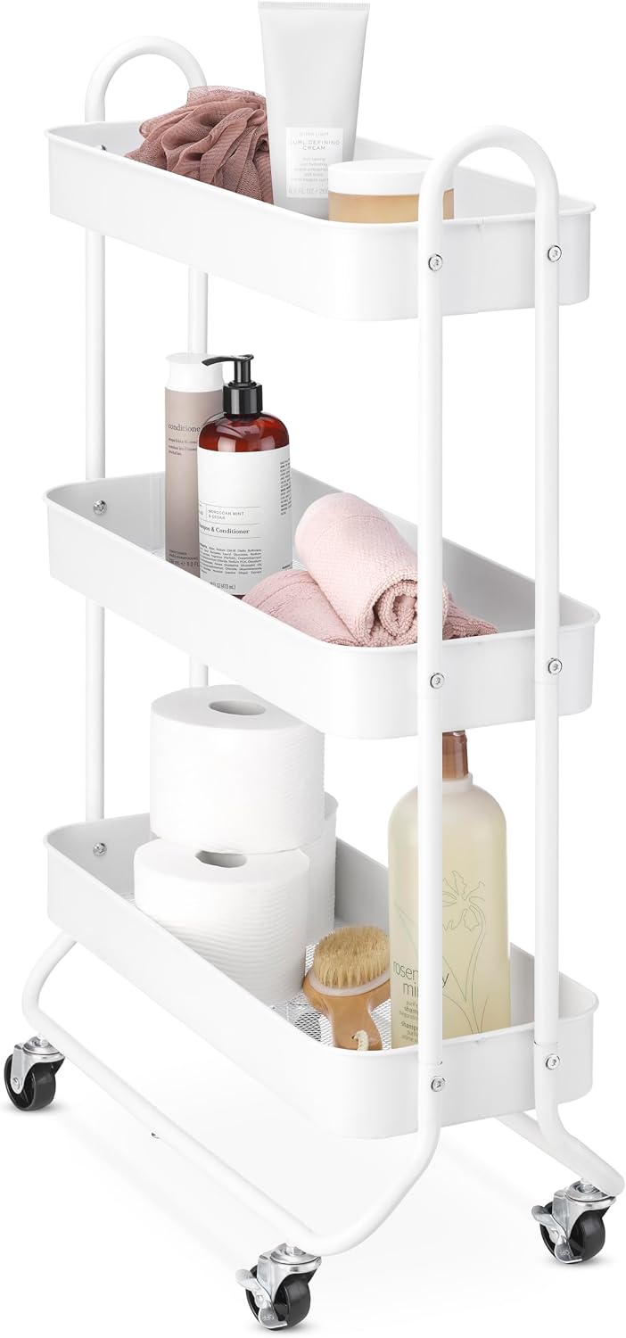 Whitmor 3 Tier Rolling Laundry Cart 8.50x26.0x31.0