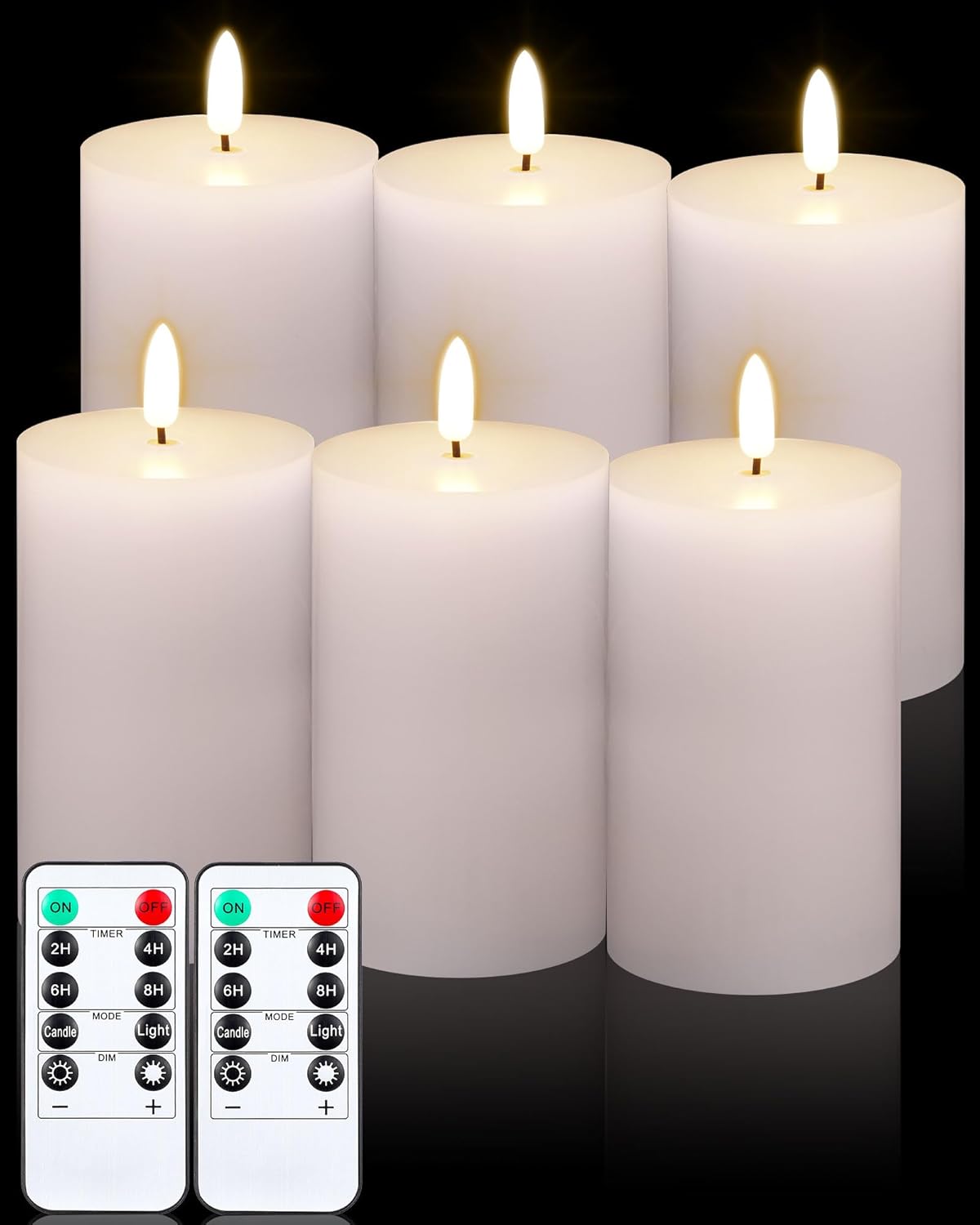VIHOSE 9 Pack White Flameless Candles Set with Remote and Timer Flickering Flameless Battery Candles Flat Top LED Pillar for Wedding Outdoor Home Festival Decoration(D 3'' H 4'' 5'' 6'')