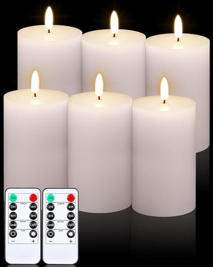 VIHOSE 9 Pack White Flameless Candles Set with Remote and Timer Flickering Flameless Battery Candles Flat Top LED Pillar for Wedding Outdoor Home Festival Decoration(D 3'' H 4'' 5'' 6'')