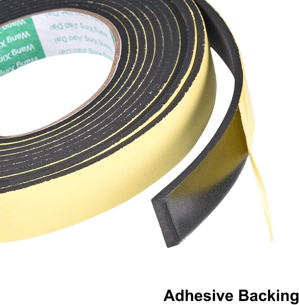 uxcell Sealing Foam Tape 5mm Wide 3mm Thick 4m/13ft Long, Self Adhesive Weather Strip for Window Door Insulation, Pack of 2