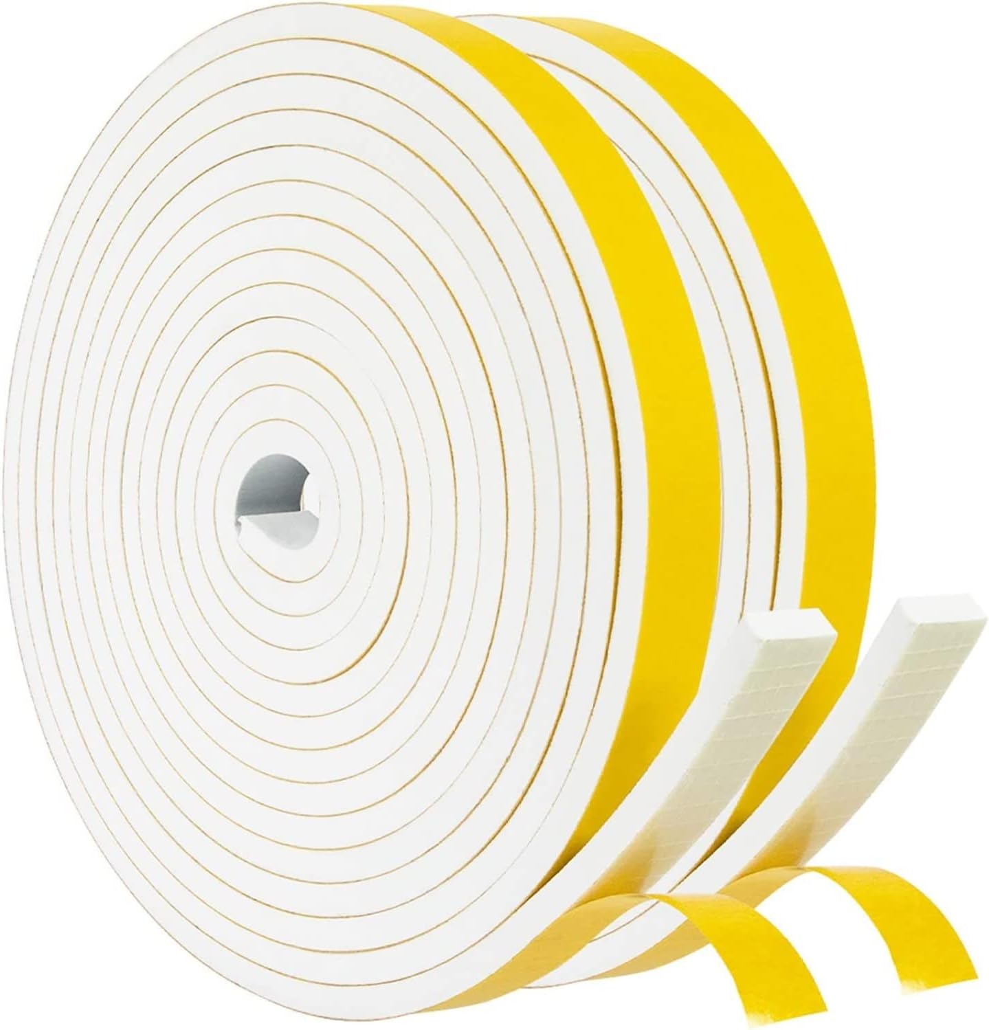 White Weatherstripping 1/4" W x 1/8" T, Foam Seal Strip for Window Door, Adhesive Foam Insulation Tape Reduce Noise Dust Cold Air, 16FT Each x 3 Rolls