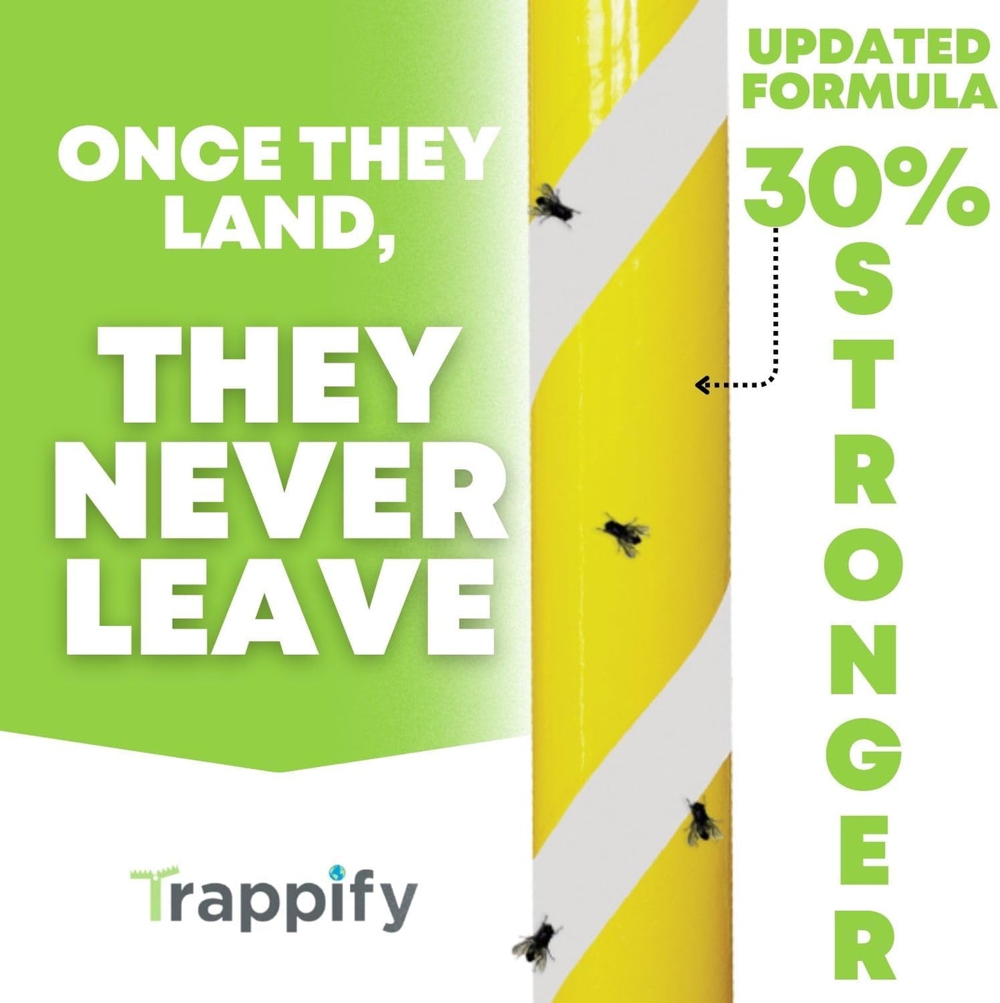 Trappify Glow-in-The-Dark Fly Trap for Indoor & Outdoor Fly Sticks (2 Pack) | Yellow Adhesive Fly Sticks, Glow-In-The-Dark, Water-Resistant Fruit Fly Traps for Indoors and Outdoor Use