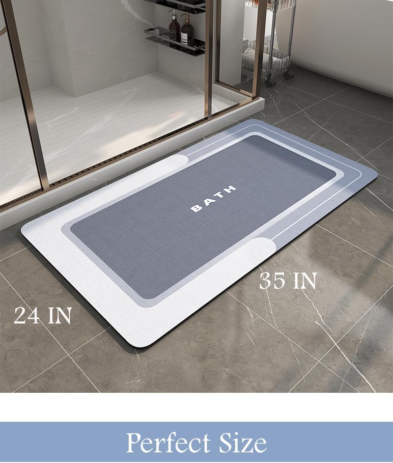 MontVoo-Bath Mat-Bathroom Mat Rug Non Slip Super Absorbent Stain Resistant Quick Dry Thin Bath Rug-Bath Mats for Bathroom Floor Bathtub Vanity-Bathmat Bath Rug Easy Care-17"x27" Grey