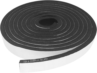 Storystore Weather Stripping Door Seal Strip, 1/2In x 1/4In x 16.5FT Self Adhesive Foam Tape for Door Window Insulation Soundproofing Weatherstrip, High Density Foam Seal for Doors Windows Furniture