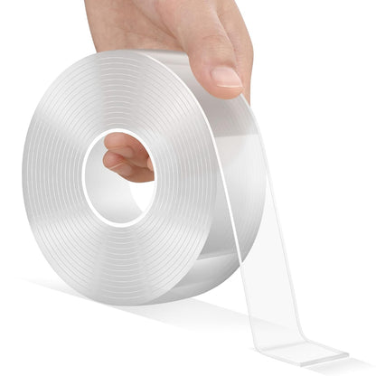Double Sided Tape Heavy Duty, Transparent Magic Nano Tape, Multipurpose Removable Adhesive Grip Mounting Tape Washable for Carpet, Wall Decor, Hanging Picture, DIY Projects