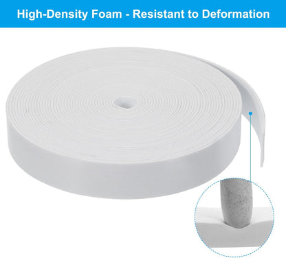 PATIKIL Weather Stripping Door Seal Strip, 3/8 Inch x 1/4 Inch x 32 Ft Self Adhesive Soundproof High Density Foam Tape Insulation for Door Window Air Conditioning, White - Colors B