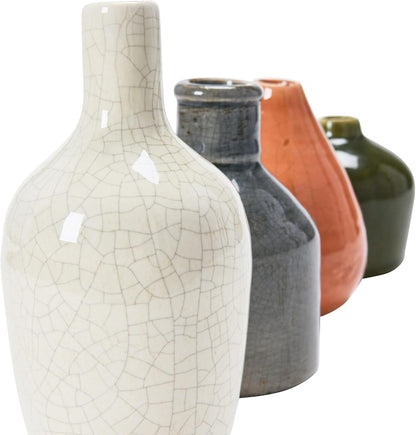 Creative Co-Op Blue & Ivory Terracotta Vases (Set of 4 Sizes)