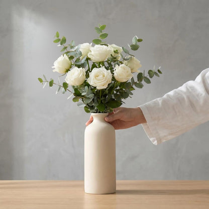 Small Ceramic Vase Set of 3, Boho Home Decor Vases for Dried Flowers,Farmhouse,Shelf,Bathroom,Centerpiece for Entryway Table Decoration Gifts