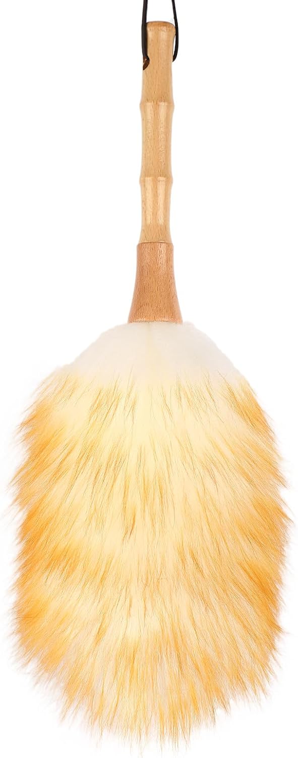 Extendable Lambswool Duster 29-110 Inch,Anti-Static Flexible Head, Stainless Steel Pole for Cleaning High Ceiling,Fan,Furniture,Roof Dusting