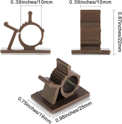 50 Brown Clips Viaky Self Adhesive Backed Nylon Wire Adjustable Cable Clips Adhesive Cable Management Drop Wire Holder