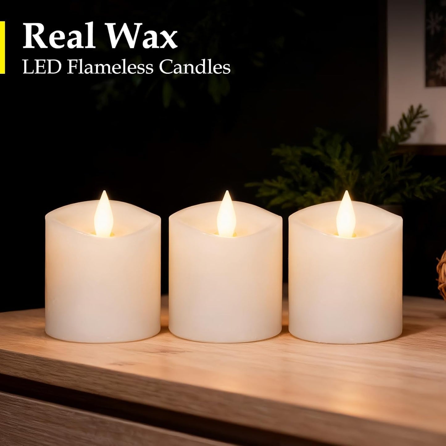 3"x4" Flickering Flameless Battery Candles with Timer, White Realistic LED Pillar Candles, Set of 2 Large Remote-Operated Candles for Home Indoor/Outdoor & Holiday Decor