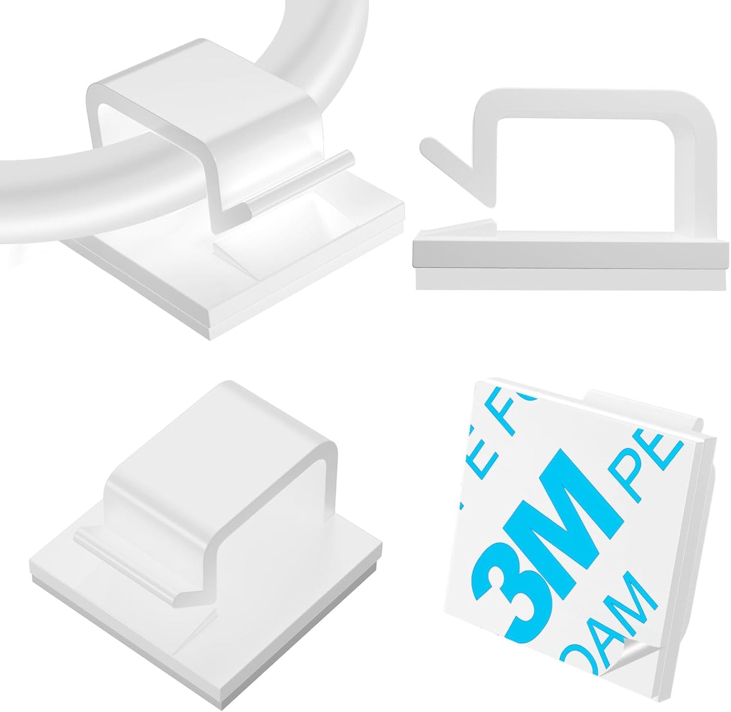 Adhesive Cable Clips White (60 PCS), Upgraded Wire Clips for Cable Management, Strong Cord Clips Wire Holders for The Wall, Under Desk, Led Strip, Electric Wires, Ethernet Cable Clips_Small