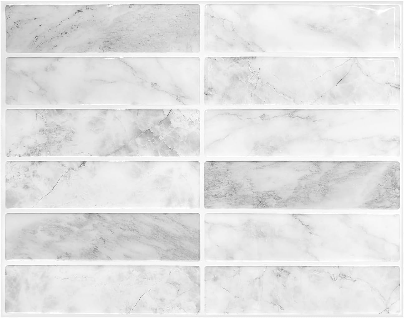 Peel and Stick Backsplash Tiles – Easy DIY Self-Adhesive Subway Wall Tiles, 10 Pack for Kitchen & Bathroom, 11.42'' x 9'' (White Grey)