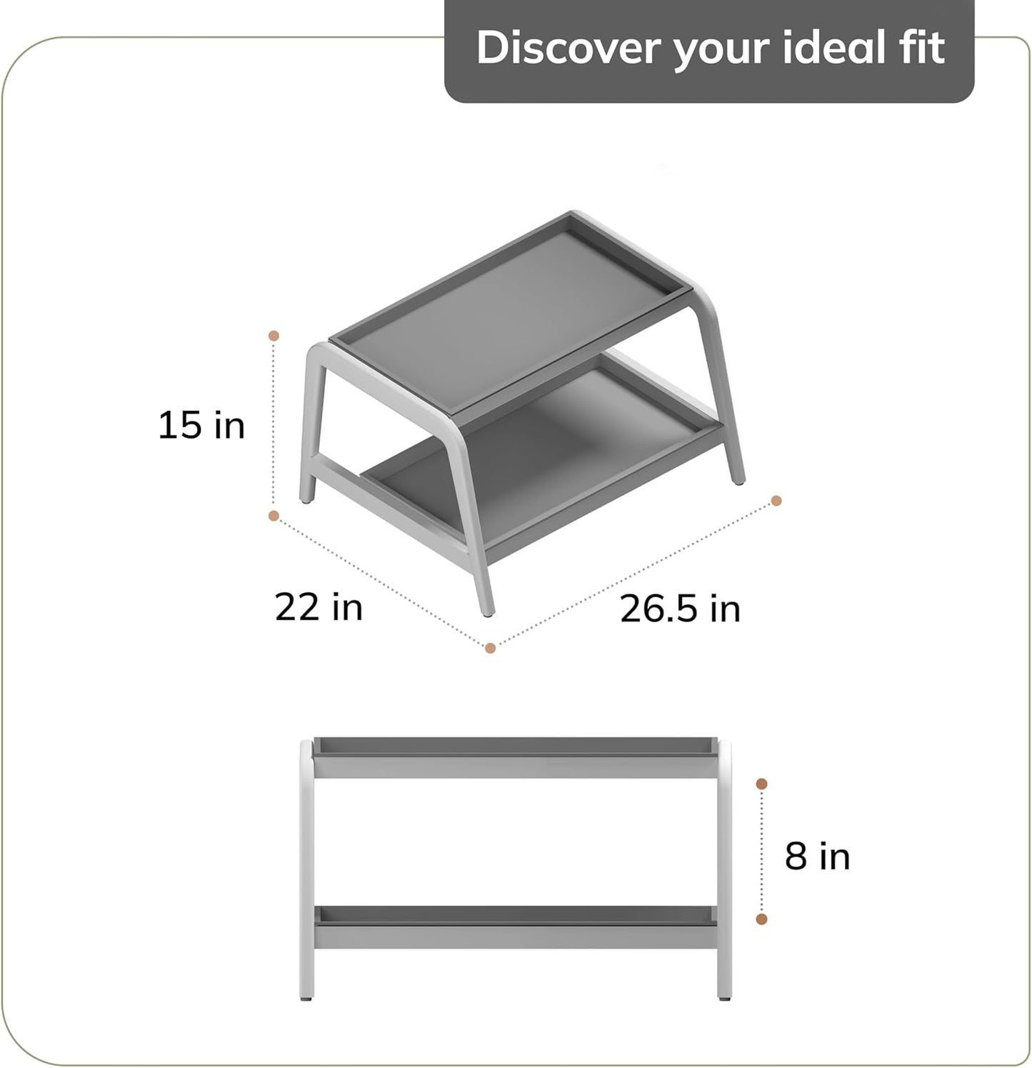Anji Mountain Heavy Duty Waterproof Wooden Shoe Storage Mat Organizer/Boot Storage Tray Multi Use for Entryway with Coir, Gray and Ivory Insert, 1 Tier, Fits 2 Pair (26.5" Wide)