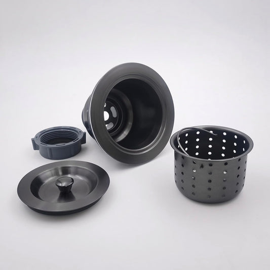 3-1/2-Inch Kitchen Sink Drain Strainer Assembly Kit, GZILA Deep Waste Basket Strainer with Sealing Lid Sink Stopper, 304 Stainless Steel Brushed Nickel