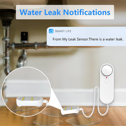 Mengshen WiFi Water Leak & Water Level Detector | 2-In-1 Tuya Smart Sensor, Loud Volume APP Alert Monitoring, 6.5 Feet Detection Line, For Swimming Pool Fish Tank Aquarium
