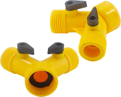 6 Pcs 2 Way Hose Adapter Y Valve Garden Hose Connector, Green | Non Rust Spigot Faucet Adapter, 3/4 Garden Hose Y Connectors, Plastic Hose Splitter, Faucet Watering Shut Off Valves