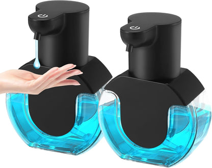 2 Pack Automatic Soap Dispenser,14.2oz/420ML Touchless Automatic Foaming Hand Soap Dispenser,Rechargeabled Wall Mounted Smart Pump for Bathroom Kitchen