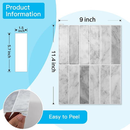 Art3d 11.4 x 9 Inch Heavy-Duty Peel and Stick Backsplash for Home Décor, 10-Pack PVC Wall Tiles for Kitchen Countertop, Green