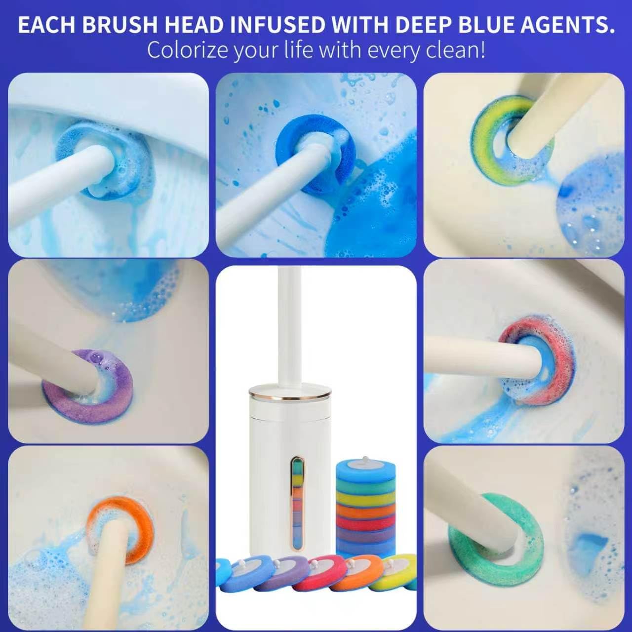 Disposable Toilet Brush, Wall-Mounted Toilet Wand Kit, 24 Refills | Toilet Bowl Cleaner Wand Touch Free, Extended Long Handle, Pre-Soaked Concentrated Cleaner Sponge, Bathroom Cleaning System