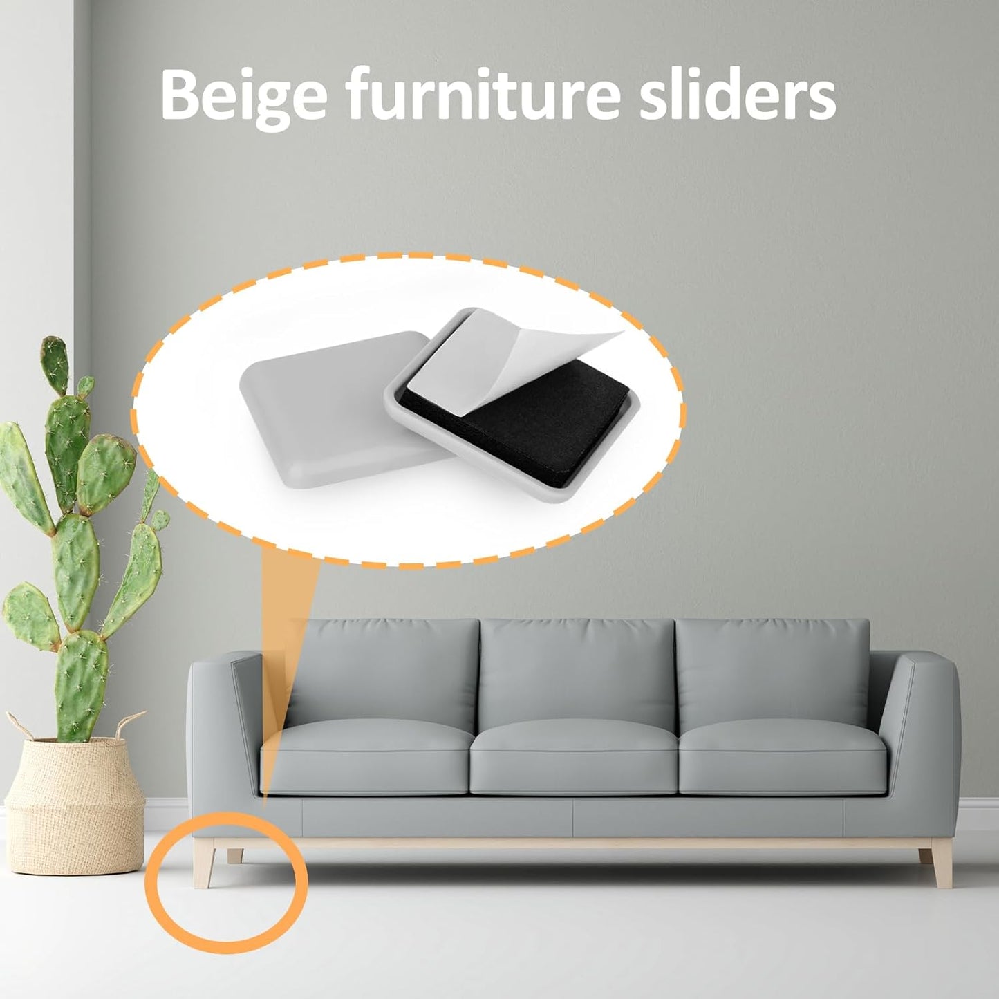 16pcs Easy Gliders for Furniture 1.5 inches Self Adhesive Beige Furniture Sliders Reusable Moving Pads Moving Men Sliders Furniture for Carpet and Hardwood Floors Moving Furniture