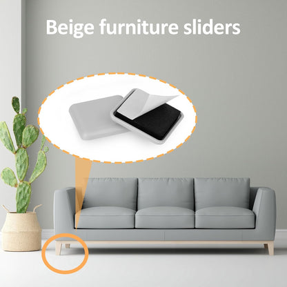 16pcs Easy Gliders for Furniture 1.5 inches Self Adhesive Beige Furniture Sliders Reusable Moving Pads Moving Men Sliders Furniture for Carpet and Hardwood Floors Moving Furniture