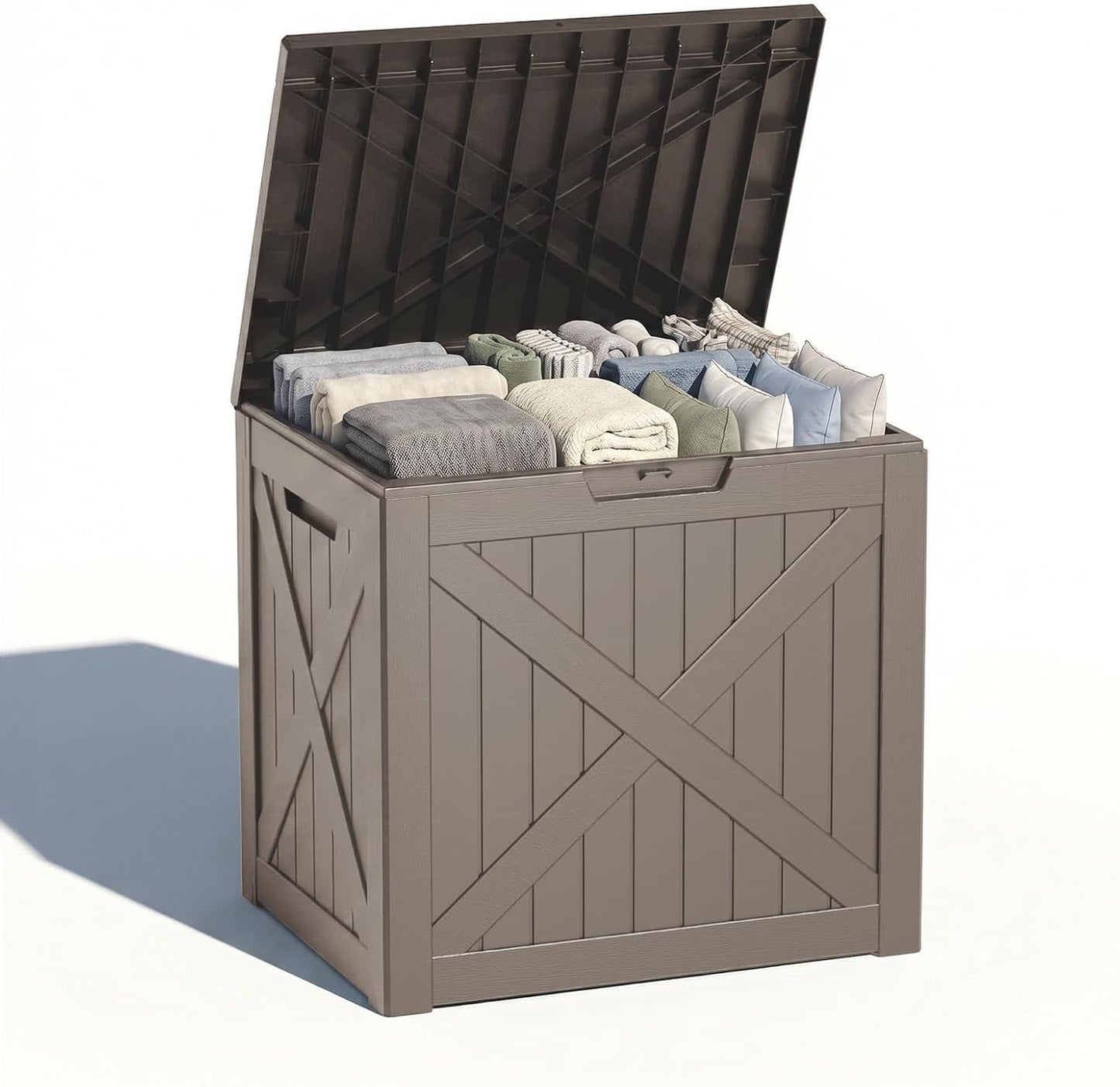 Waterproof Outdoor Storage Box Outside Deck Box Lockable Resin Bench UV Resistant Furniture Cushion Pool Tool Float Bin Patio Garden Porch (Black, 120 Gallon)