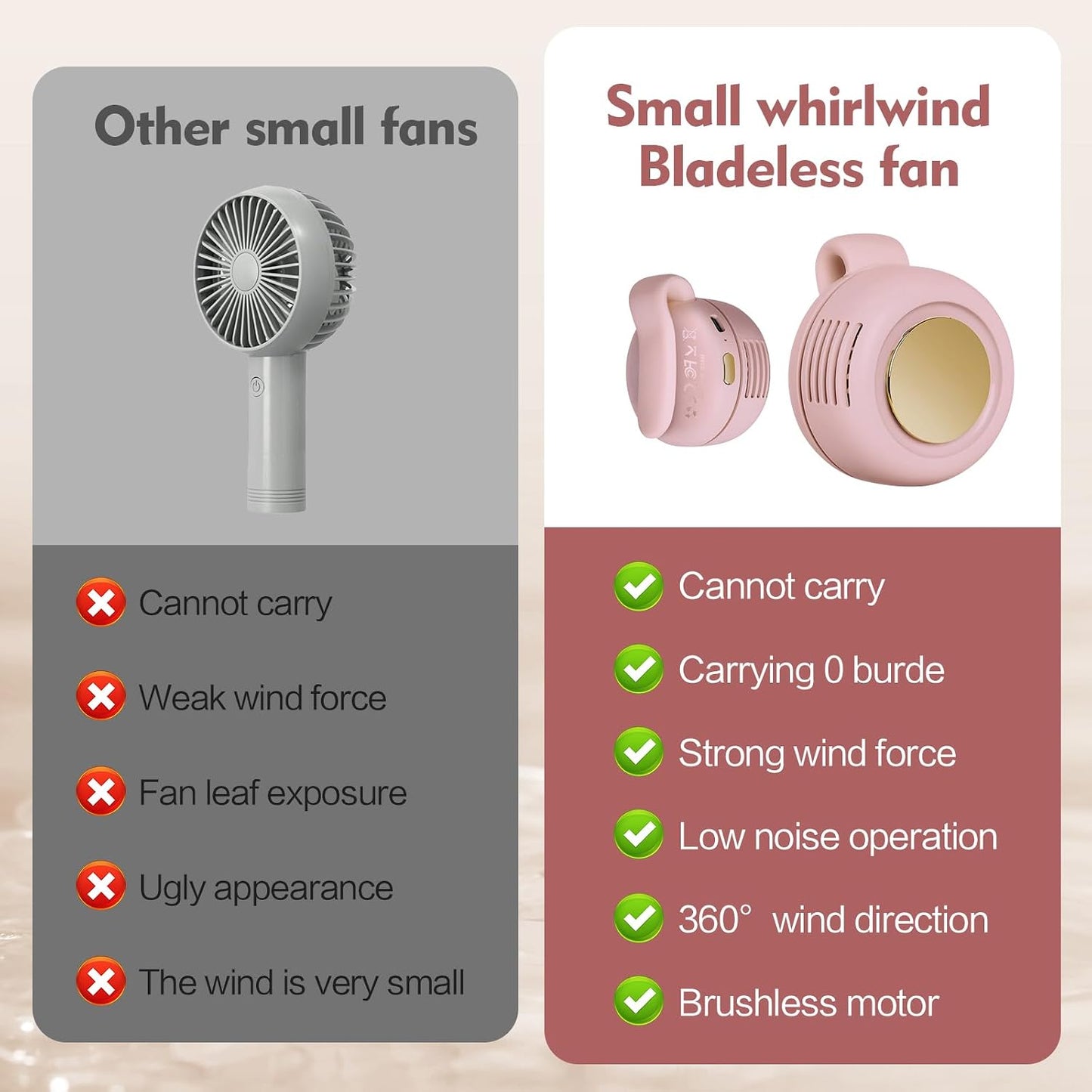 Portable Silent Mini Bladeless Electric Fan,Small fan Clip on for Shirt & Waist,2026 New Mini Bladeless Fan Clip On,Adjustable 3-Speed For Outdoor & Travel & Office, Travel Accessories, Gift (white)