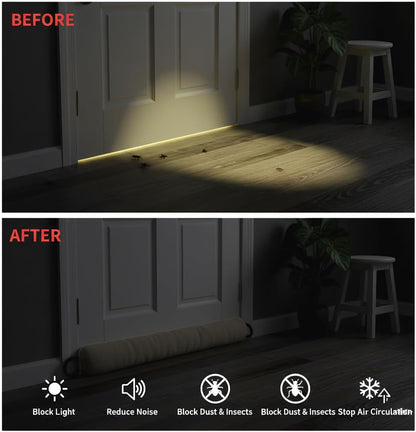 VelTherm Door Draft Stopper - 36" Under Door Gap Filler & Door Sweep for Bottom of Door - All-Season Heavy Duty Draft Stopper for Bottom of Door to Block Hot/Cold Air, Noise, Dust & Light