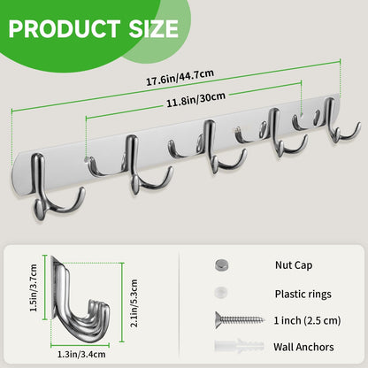 SOLVEX Coat Rack Wall Mount,2 Pack Coat Hooks Wall Mount, Hat Rack Key Holder Bag Hanger for Wall,Wall Hooks for Hanging,Purse Hanger Towel Hooks for Bathroom SP-60302-N