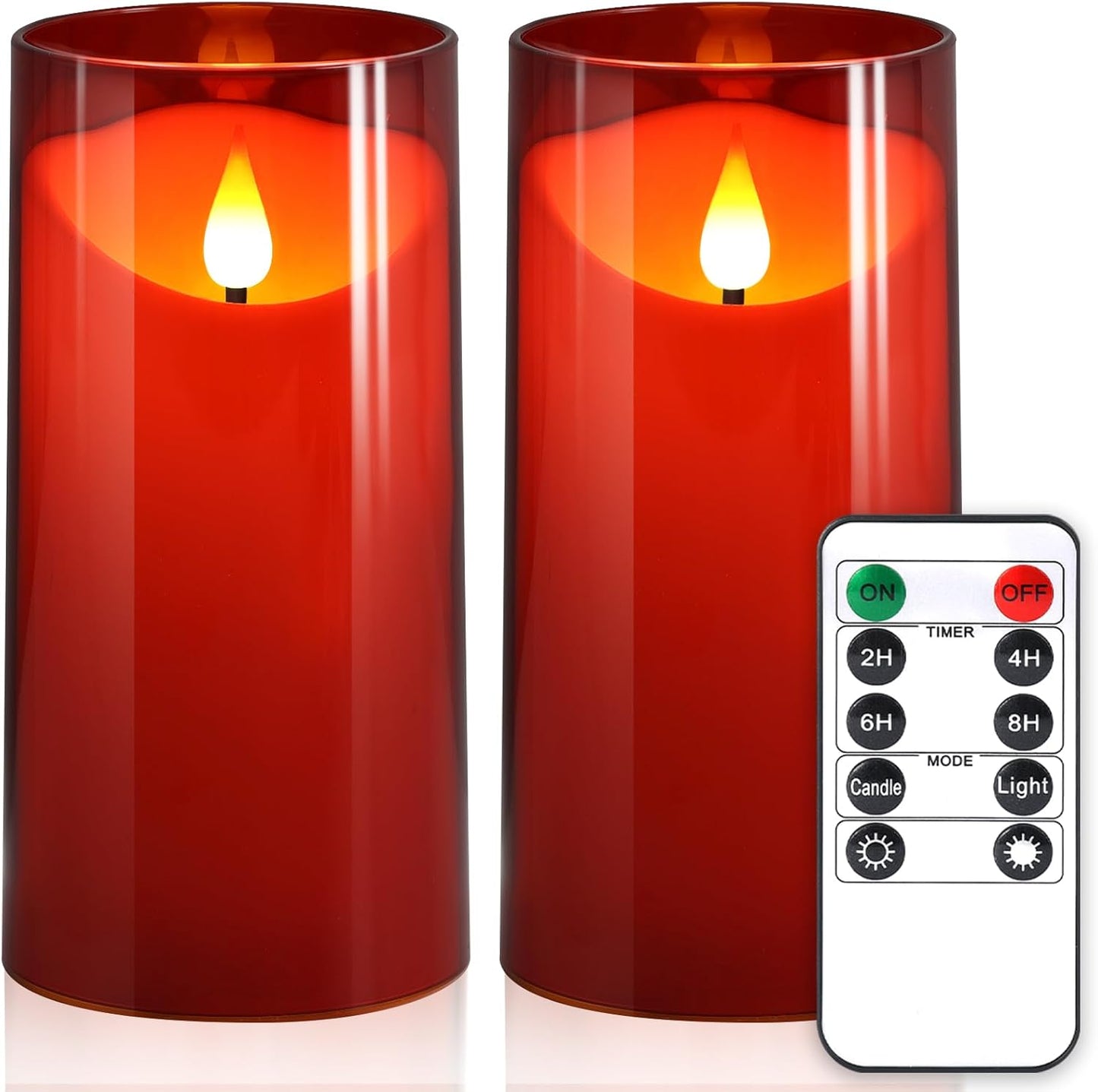 NURADA Flameless Candles with Remote Timer - Glass Real Wax 3D Wick LED Pillar Votive Candle Set Battery Operated Flickering Light for Home Christmas Decoration - White 3 Pack