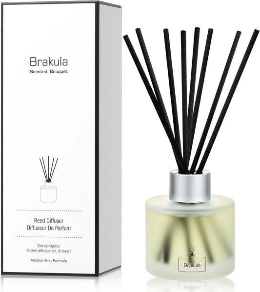 Brakula Reed Diffuser Set, 100ml Black Vanilla Scented Oil Diffuser for Bathroom, Home Fragrance for Living Room, Office
