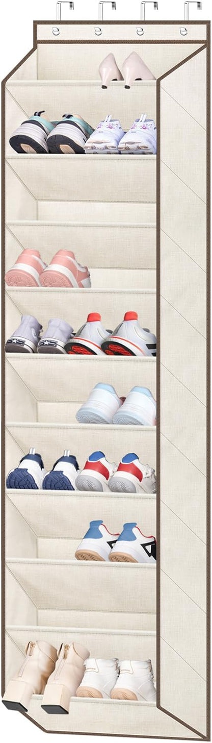 SLEEPING LAMB Over The Door Shoe Organizer for Closet with Large Deep Pockets, Narrow Shoe Rack for Door Hanging Boots Storage, Black