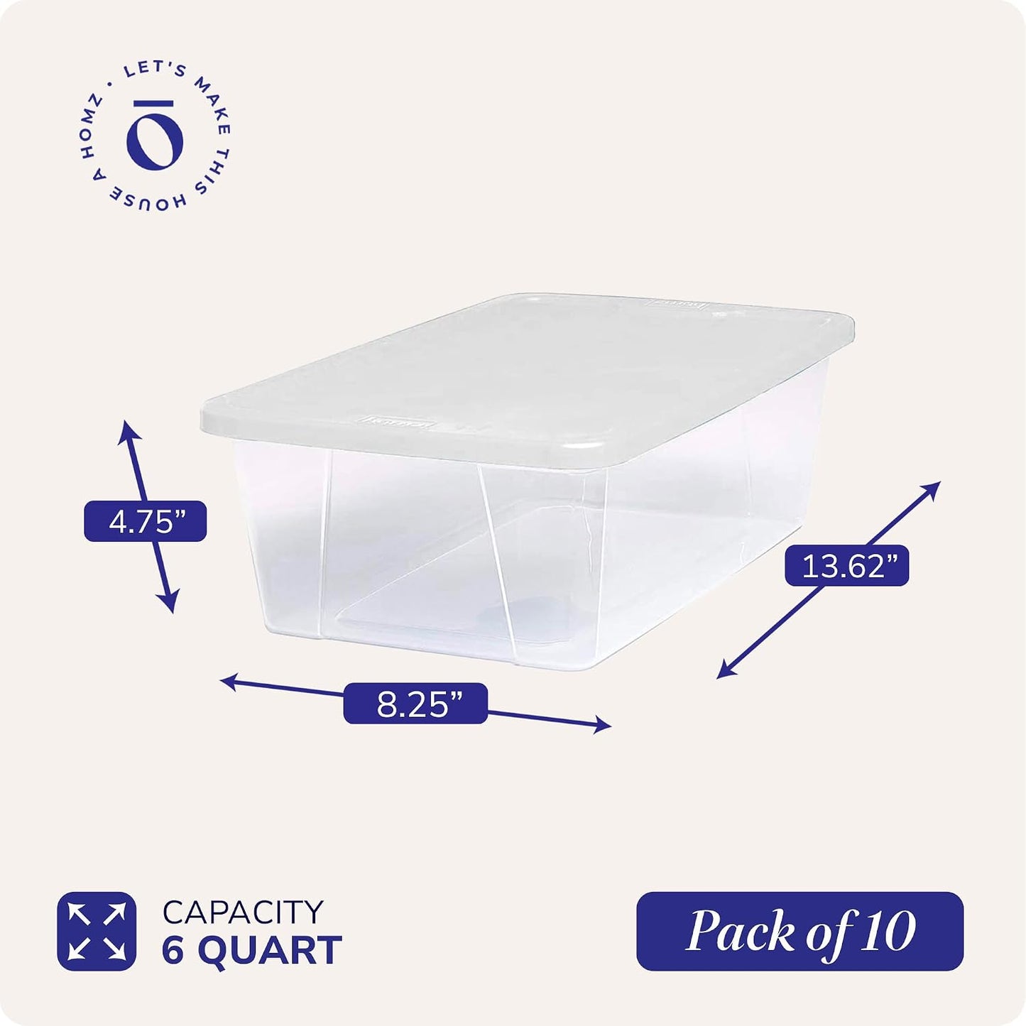 HOMZ 2-Pack Snaplock, Small Clear Plastic Storage Organizer Bins w/ Lids, 28 Quart, Gray - Stackable Container Boxes for Bedroom, Bathroom, Garage, and Office Organization